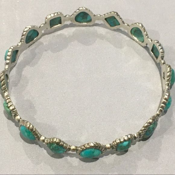 SILPADA Turquoise Pools Sterling Silver 925 Turquoise Bangle Bracelet B3218 NIB - Picture 7 of 10
